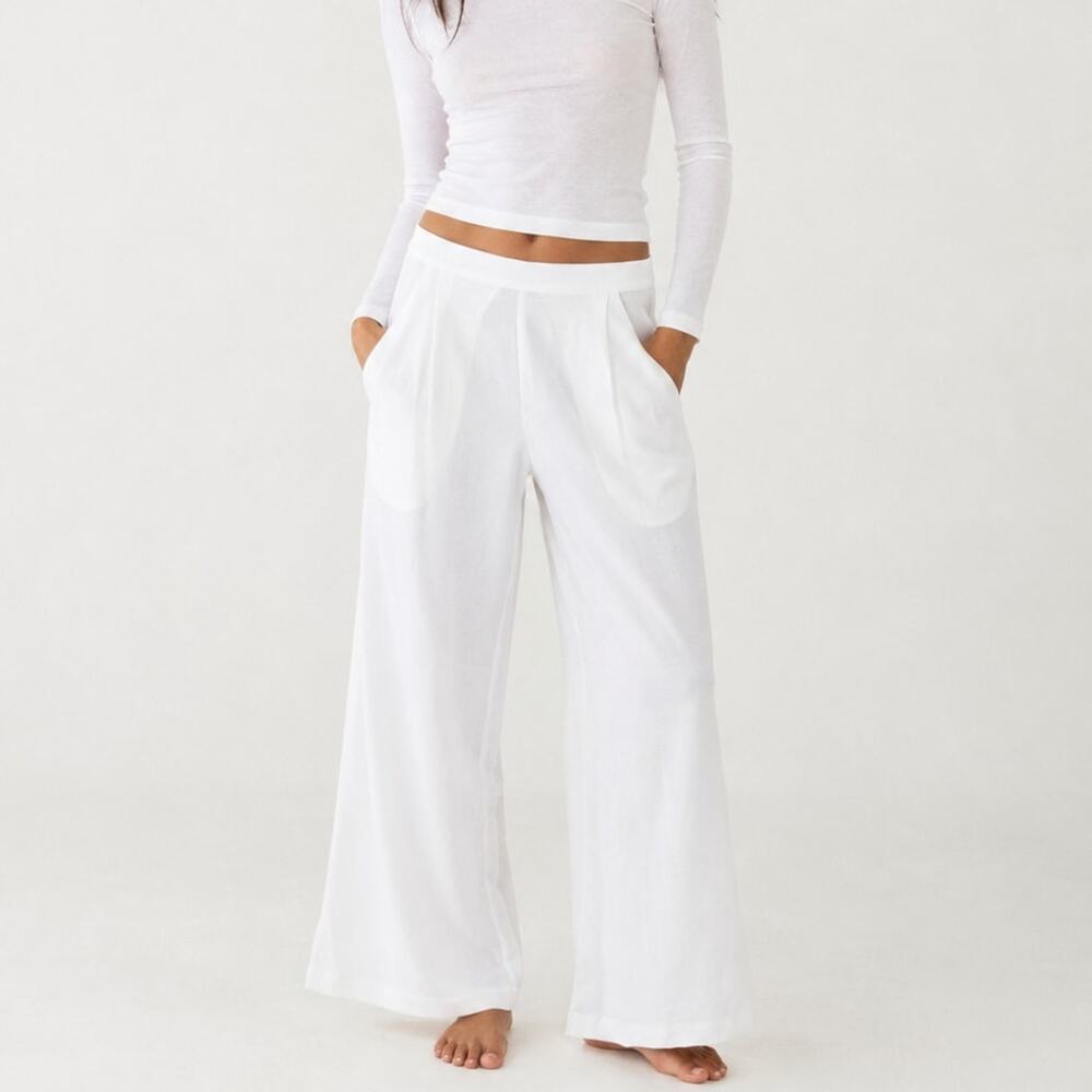 Ripley Rader Satin Crepe yacht wide leg Pants in white polyester size 1